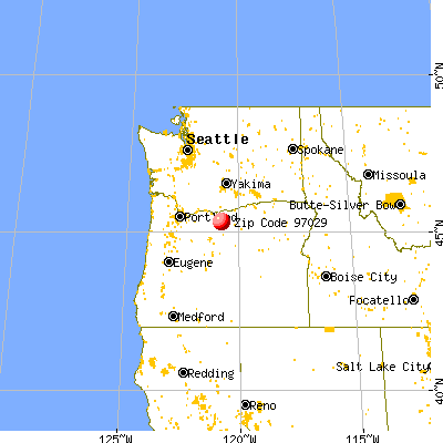 Grass Valley, OR (97029) map from a distance