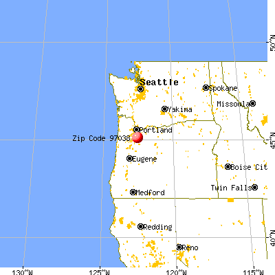 Molalla, OR (97038) map from a distance