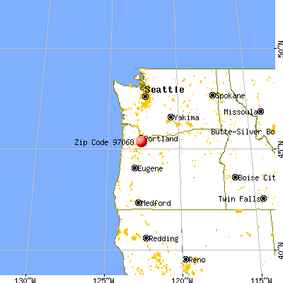 West Linn, OR (97068) map from a distance