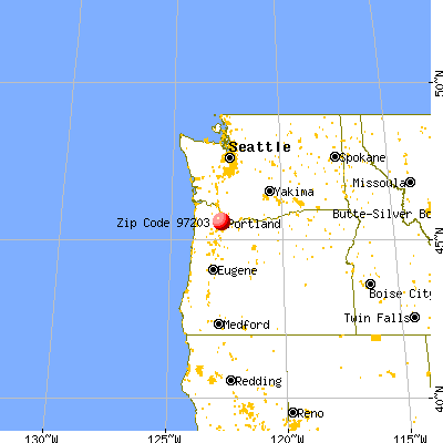 Portland, OR (97203) map from a distance