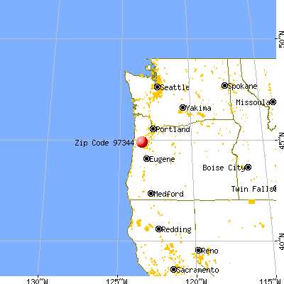 Falls City, OR (97344) map from a distance