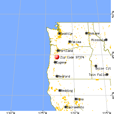 Crabtree, OR (97374) map from a distance