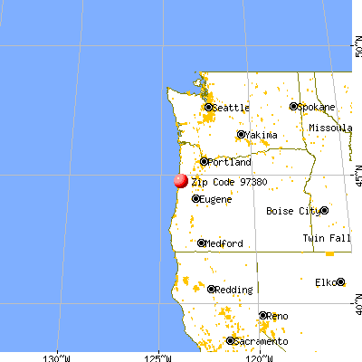 Siletz, OR (97380) map from a distance