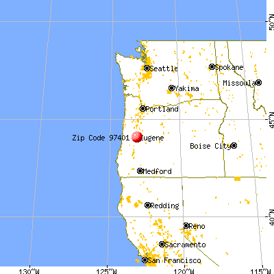 Eugene, OR (97401) map from a distance