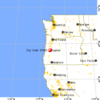 Eugene, OR (97402) map from a distance