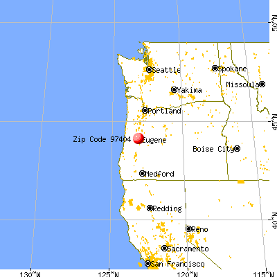Eugene, OR (97404) map from a distance