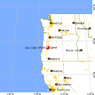 Eugene, OR (97405) map from a distance