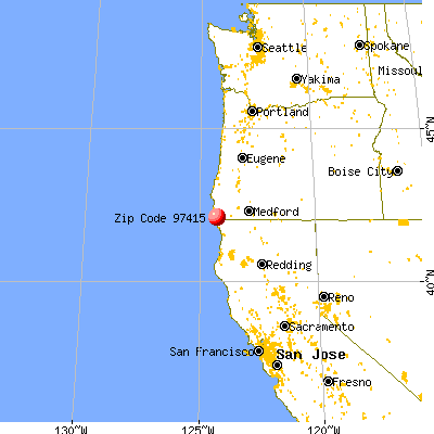 Brookings, OR (97415) map from a distance