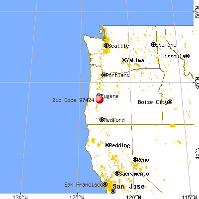 Cottage Grove, OR (97424) map from a distance