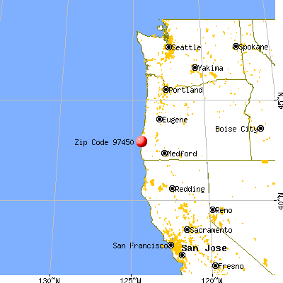 Langlois, OR (97450) map from a distance