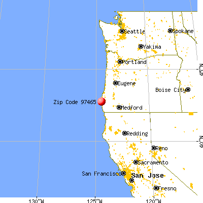 Port Orford, OR (97465) map from a distance