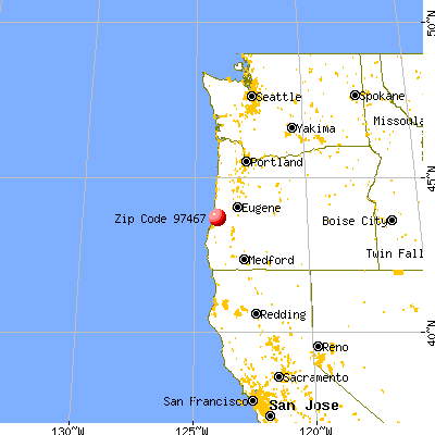 Winchester Bay, OR (97467) map from a distance