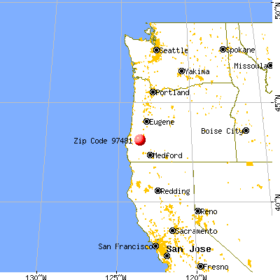 Tenmile, OR (97481) map from a distance