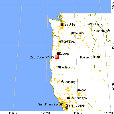 Yoncalla, OR (97499) map from a distance