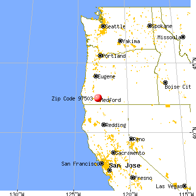 White City, OR (97503) map from a distance