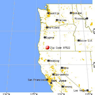 Butte Falls, OR (97522) map from a distance
