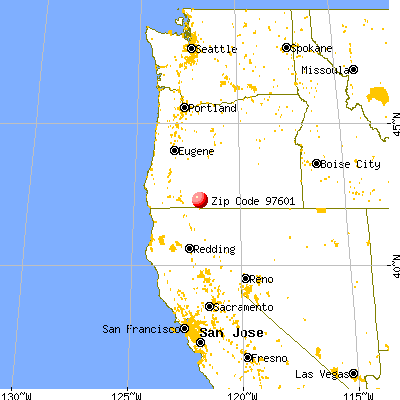 Klamath Falls, OR (97601) map from a distance
