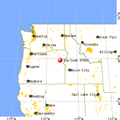 Baker City, OR (97814) map from a distance
