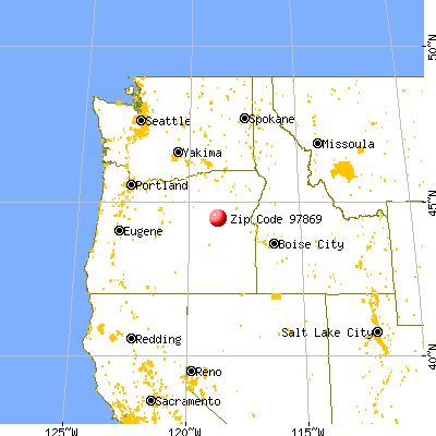 Prairie City, OR (97869) map from a distance