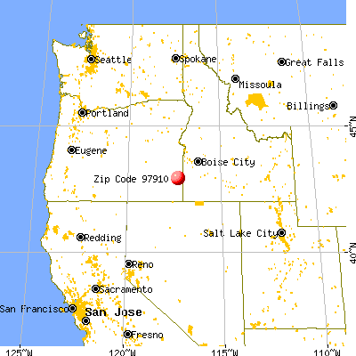Jordan Valley, OR (97910) map from a distance
