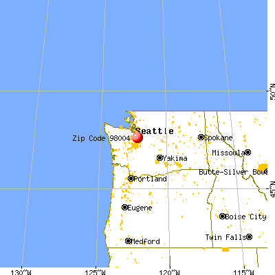 Bellevue, WA (98004) map from a distance