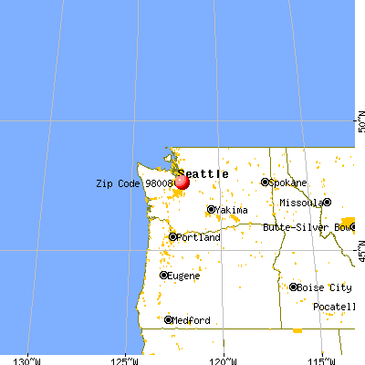 Bellevue, WA (98008) map from a distance