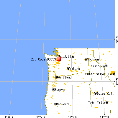 Kirkland, WA (98033) map from a distance