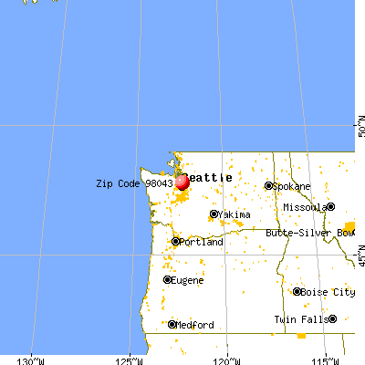 Mountlake Terrace, WA (98043) map from a distance