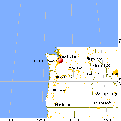 Maple Heights-Lake Desire, WA (98058) map from a distance