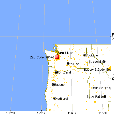 Vashon, WA (98070) map from a distance