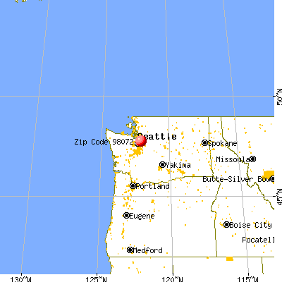 Cottage Lake, WA (98072) map from a distance