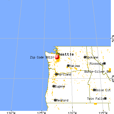 Bainbridge Island, WA (98110) map from a distance