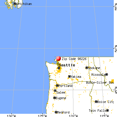 Bellingham, WA (98226) map from a distance