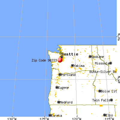 Fox Island, WA (98333) map from a distance