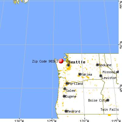 Port Angeles, WA (98363) map from a distance