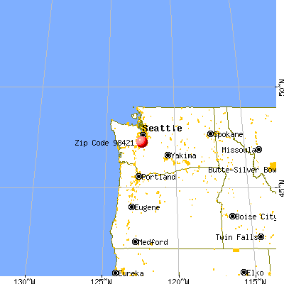 Tacoma, WA (98421) map from a distance