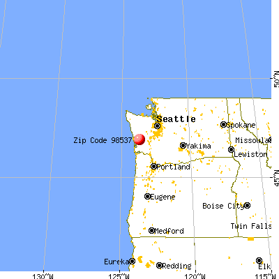 Cosmopolis, WA (98537) map from a distance
