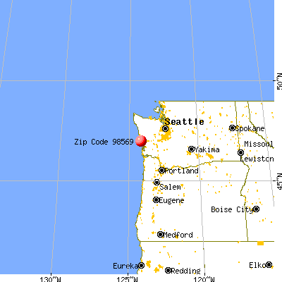 Ocean Shores, WA (98569) map from a distance