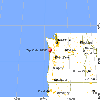 South Bend, WA (98586) map from a distance