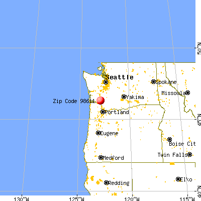 Castle Rock, WA (98611) map from a distance
