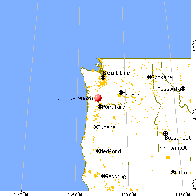 Kelso, WA (98626) map from a distance