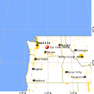 Malaga, WA (98828) map from a distance