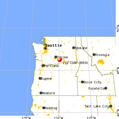 Grandview, WA (98930) map from a distance