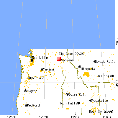 Spokane, WA (99026) map from a distance