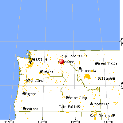 Otis Orchards-East Farms, WA (99027) map from a distance