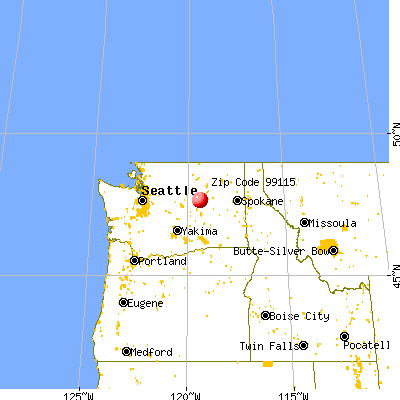 Coulee City, WA (99115) map from a distance