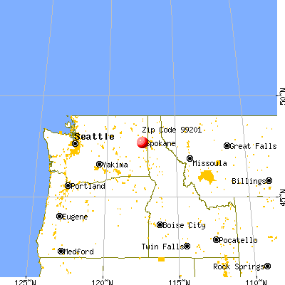 Spokane, WA (99201) map from a distance