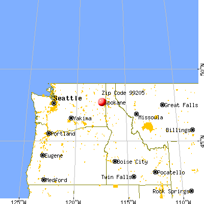 Spokane, WA (99205) map from a distance