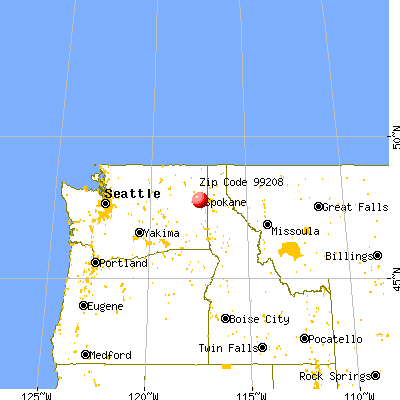 Spokane, WA (99208) map from a distance