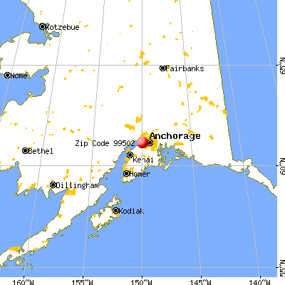 Anchorage, AK (99502) map from a distance